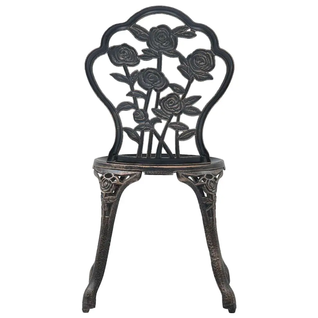Bistro Chairs Set 2 pcs Brown Cast Aluminium Outdoor Seating Weather-resistant Durable