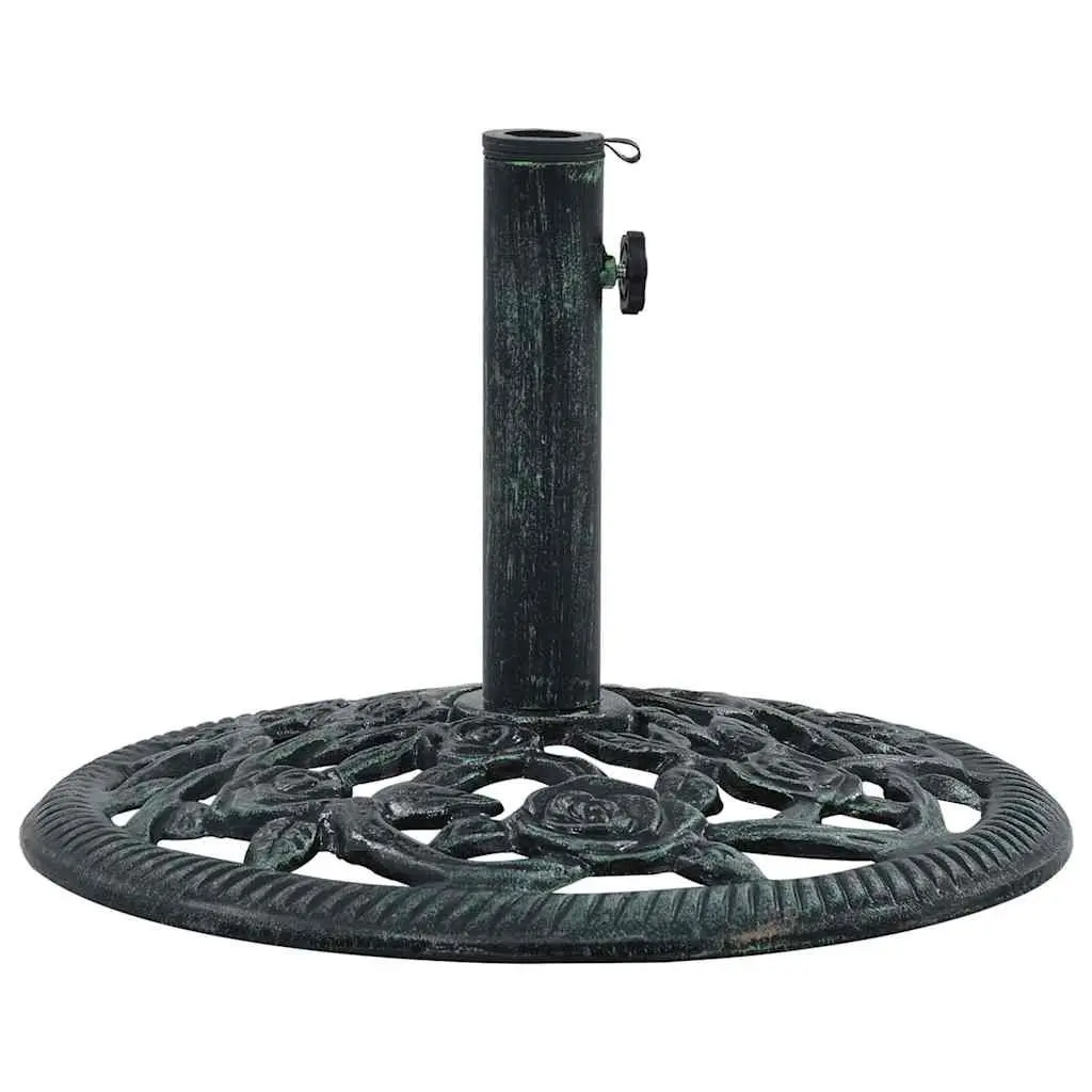 Umbrella Base Stand Cast Iron Green 40cm Sturdy Holder for Outdoor Parasol