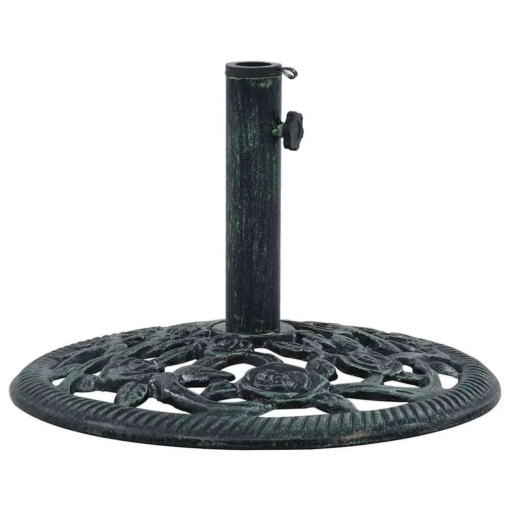 Umbrella Base Stand Cast Iron Green 40cm Sturdy Holder for Outdoor Parasol