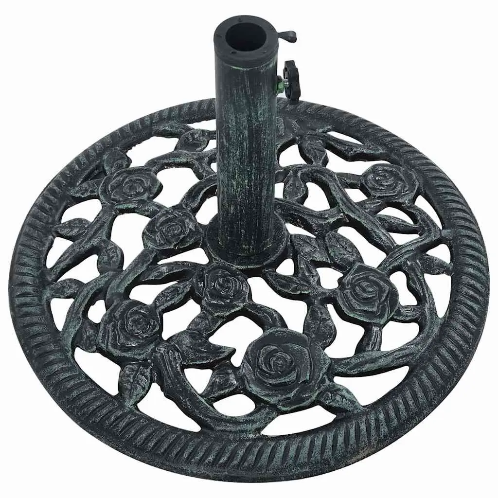 Umbrella Base Stand Cast Iron Green 40cm Sturdy Holder for Outdoor Parasol