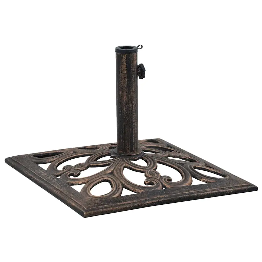 Cast Iron Umbrella Base Brown Outdoor Stand 49cm Weighted Support for Garden Patio