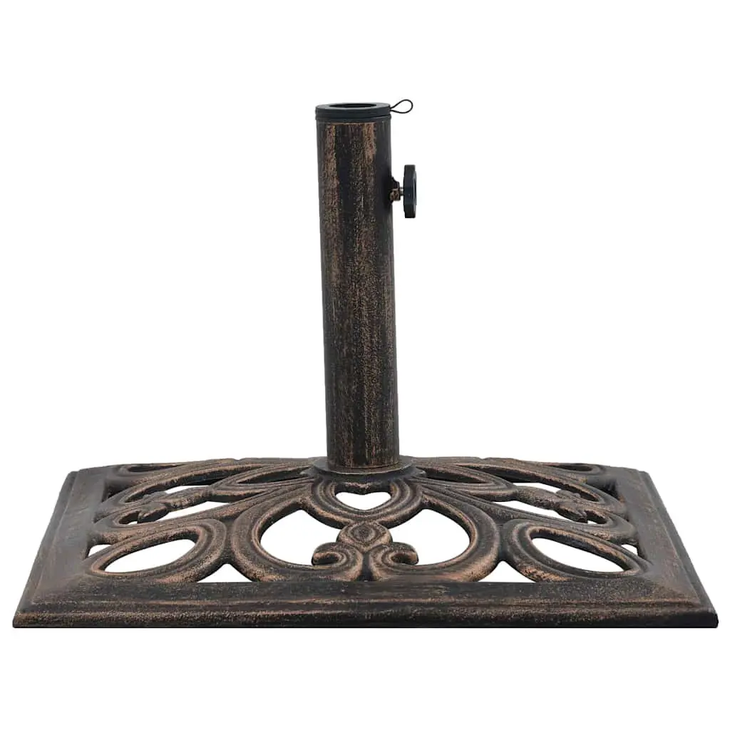 Cast Iron Umbrella Base Brown Outdoor Stand 49cm Weighted Support for Garden Patio