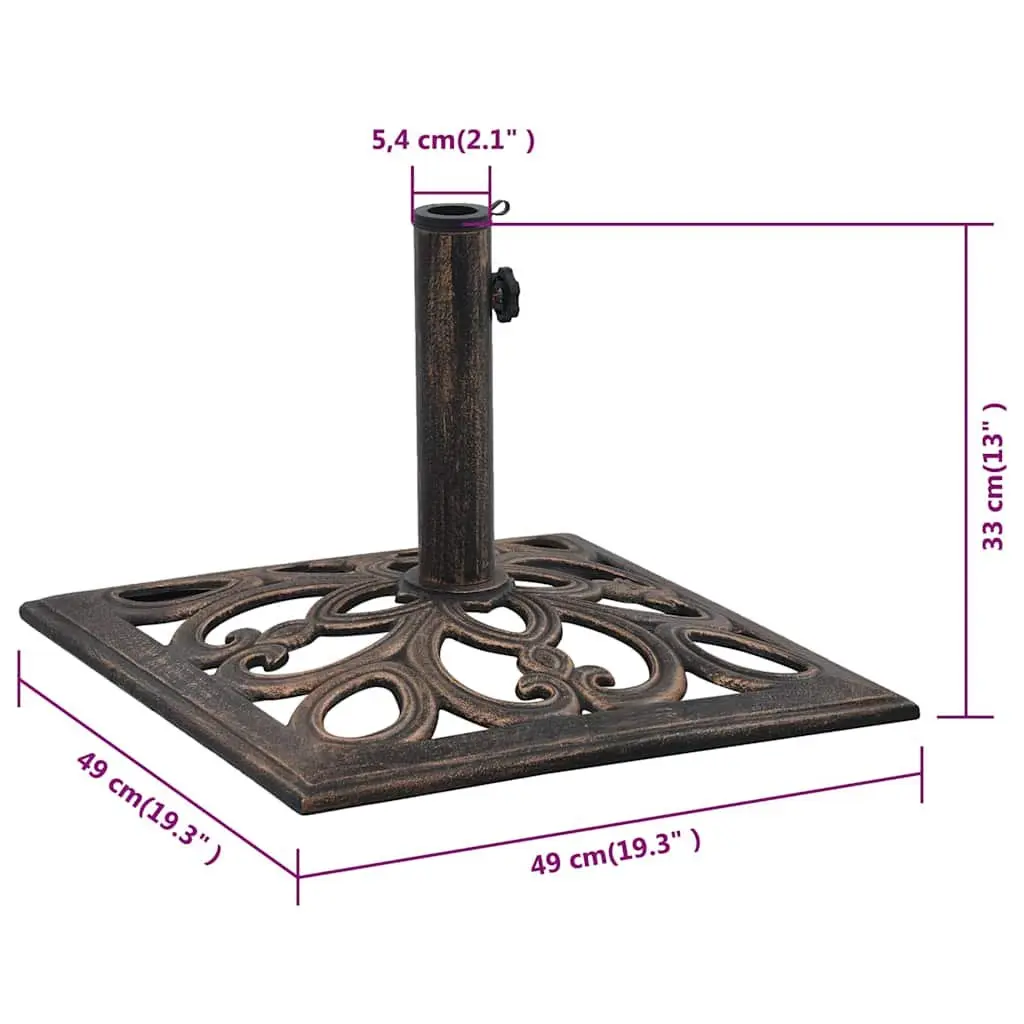 Cast Iron Umbrella Base Brown Outdoor Stand 49cm Weighted Support for Garden Patio