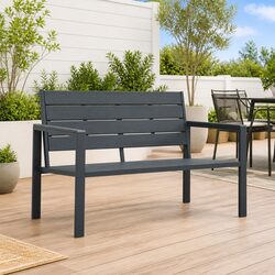 Concise 120cm Grey Garden Bench for Outdoor Seating
