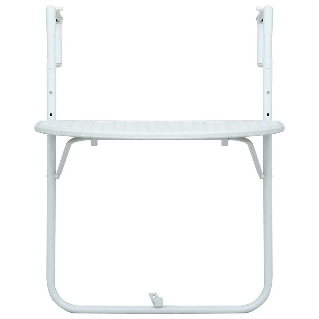 Hanging Balcony Table White Outdoor Coffee Worktop Foldable Adjustable Height