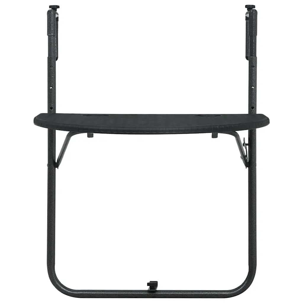 Black Foldable Balcony Table with Rattan Look