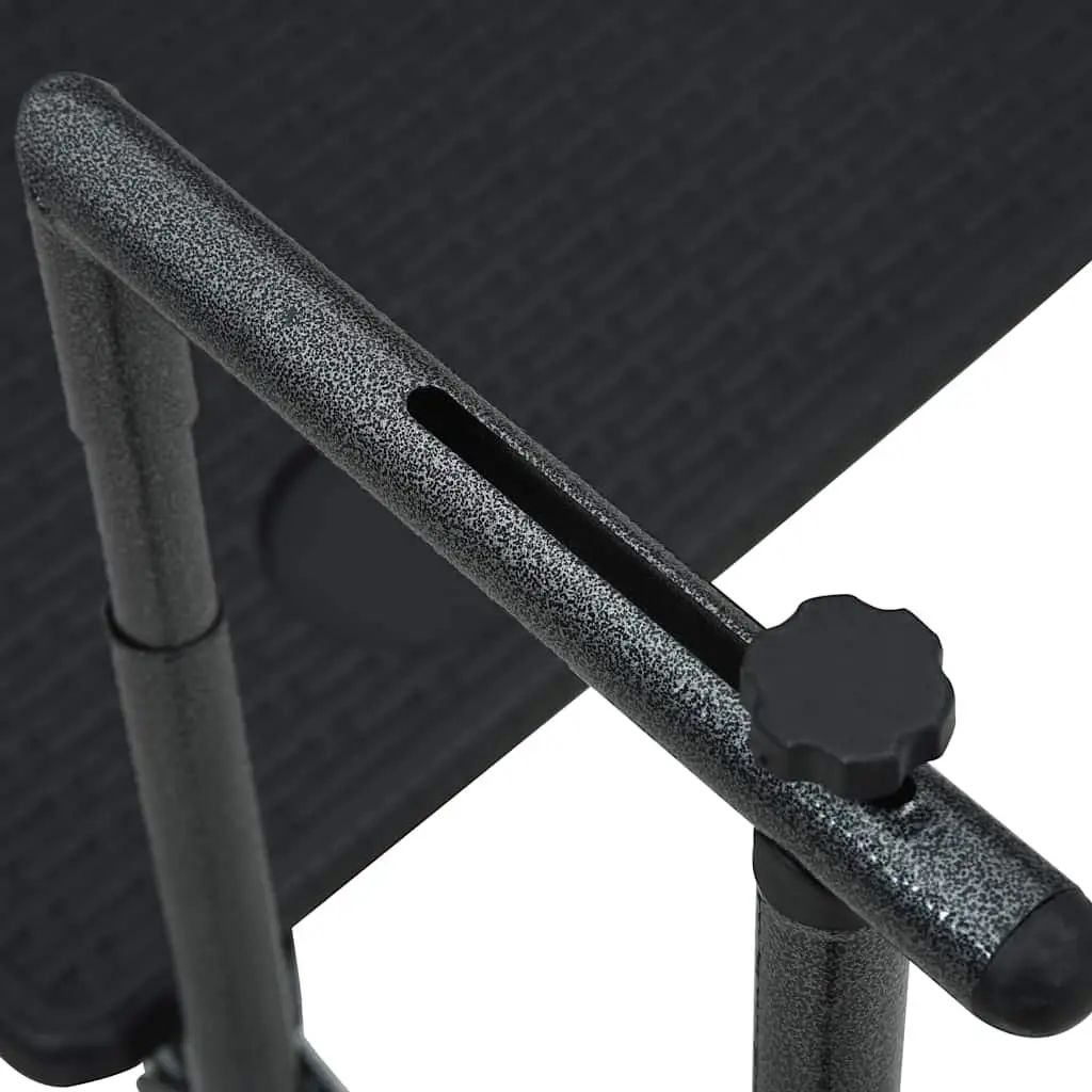 Black Foldable Balcony Table with Rattan Look