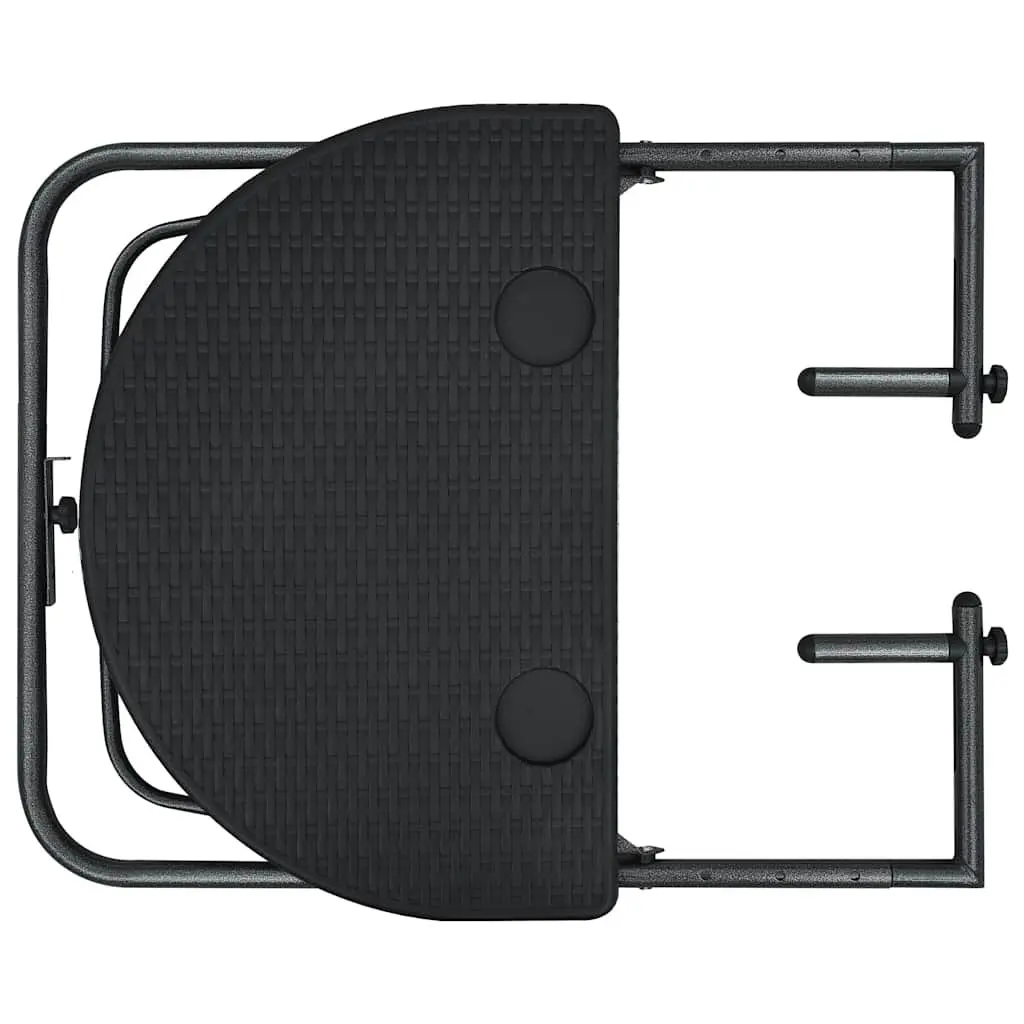 Black Foldable Balcony Table with Rattan Look