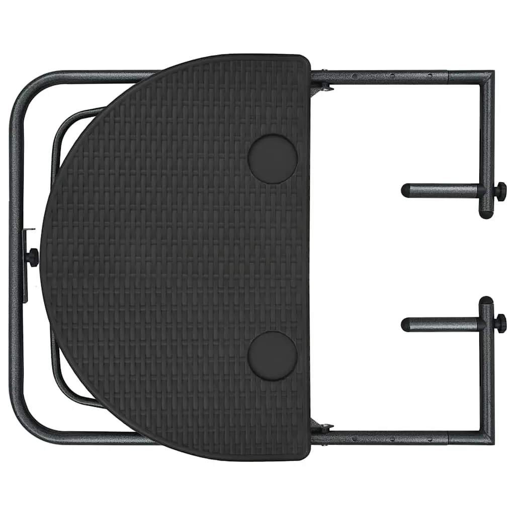 Hanging Balcony Table Foldable Outdoor Coffee Worktop Steel Frame Rattan Look