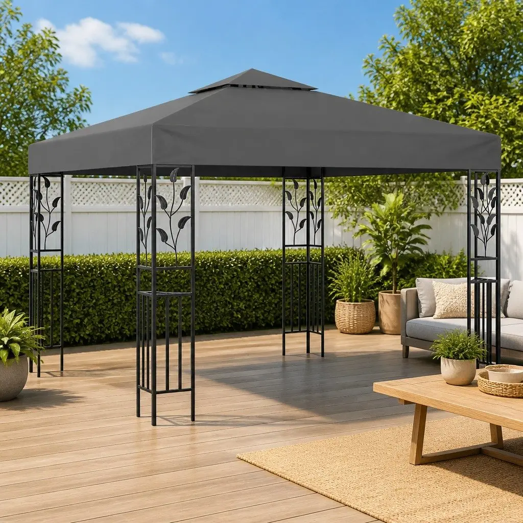 Gazebo Anthracite 3x3 m Outdoor Shade Canopy Steel Frame Vented Roof