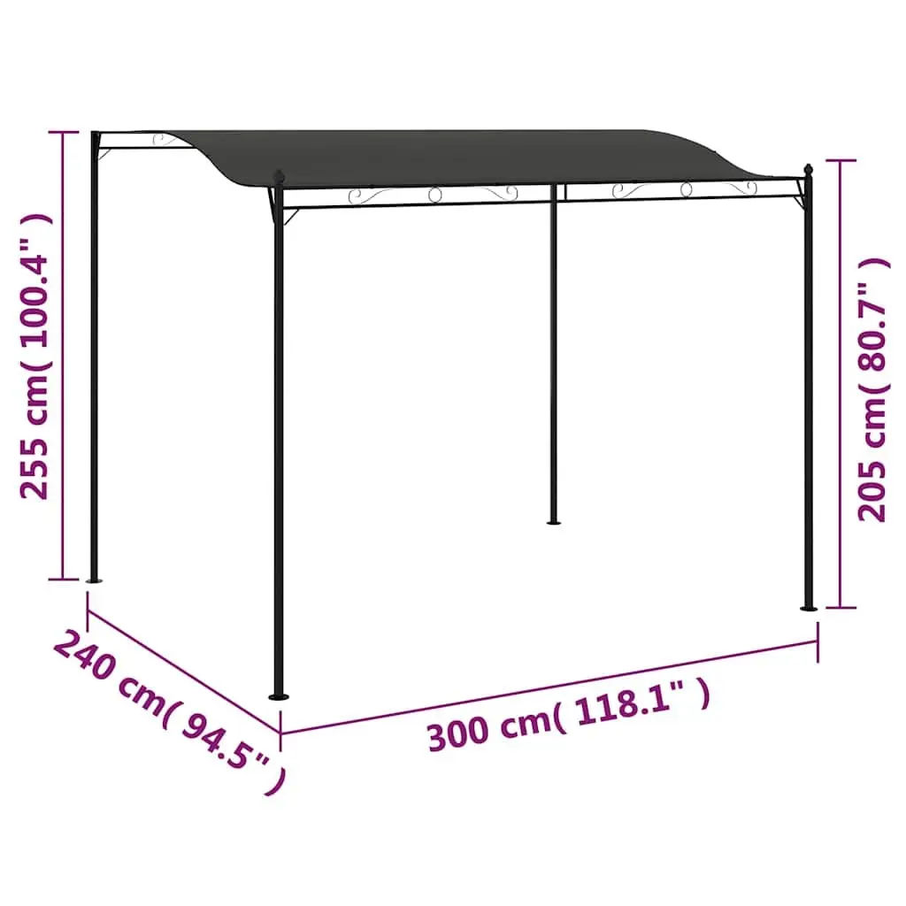 Sunshade Awning Anthracite 3 x 2.4 m Steel Frame Outdoor Canopy Garden Shelter