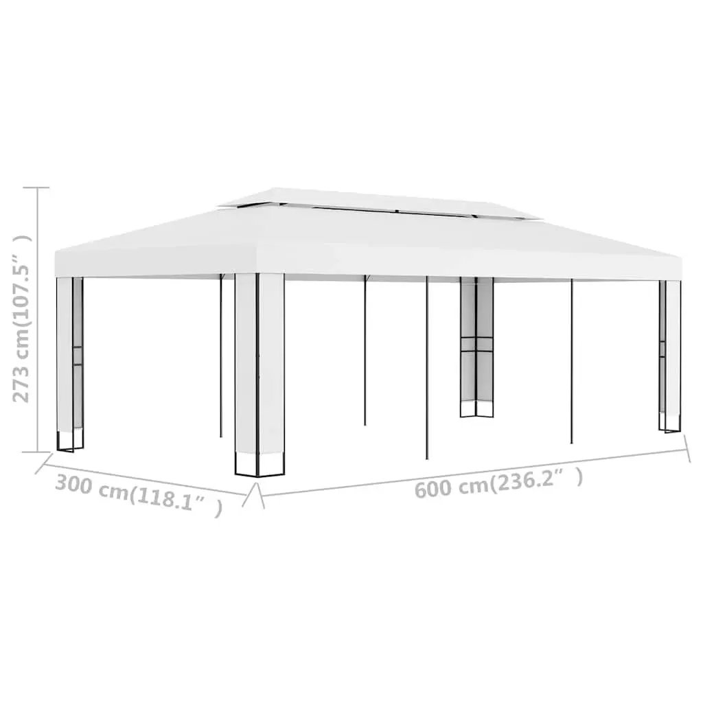 Gazebo White 3x6m Double Roof Outdoor Garden Canopy Sunshade Pavilion