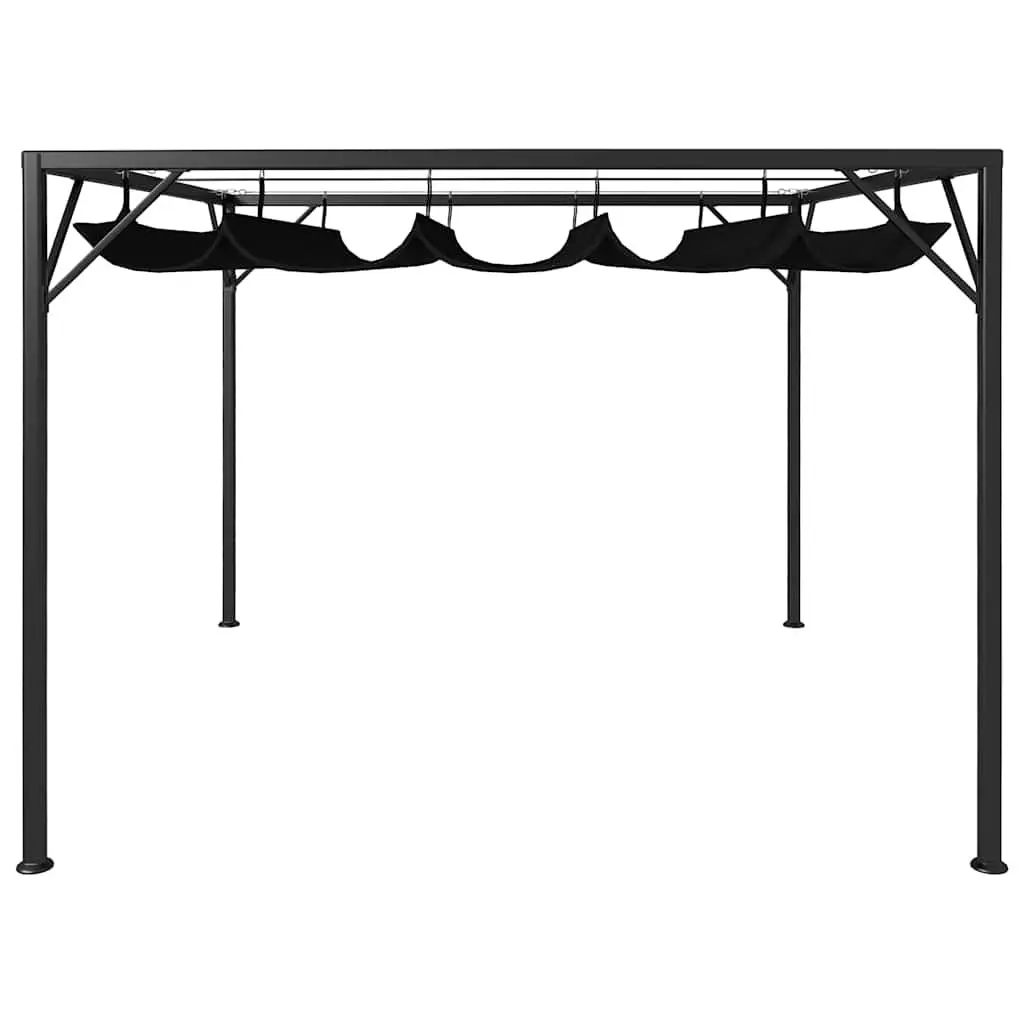 Garden Gazebo Anthracite 3x3m Retractable Roof Canopy Outdoor Shelter