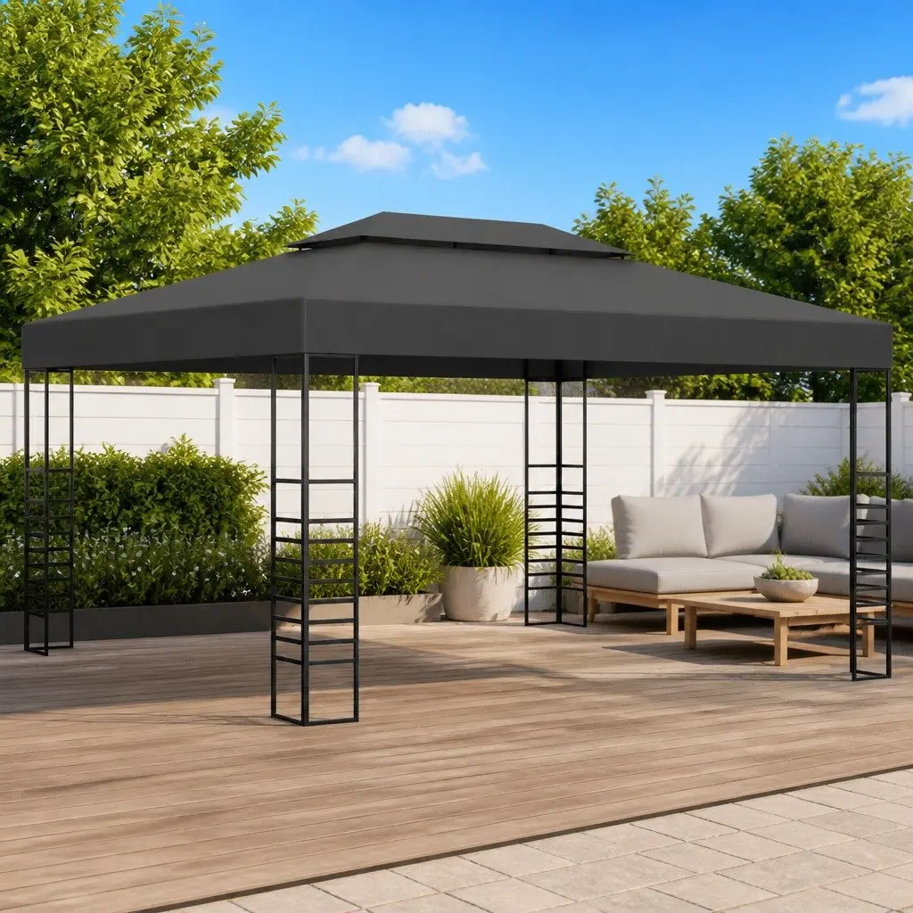 Gazebo Anthracite 3x4 m Vented Canopy Outdoor Shade Structure