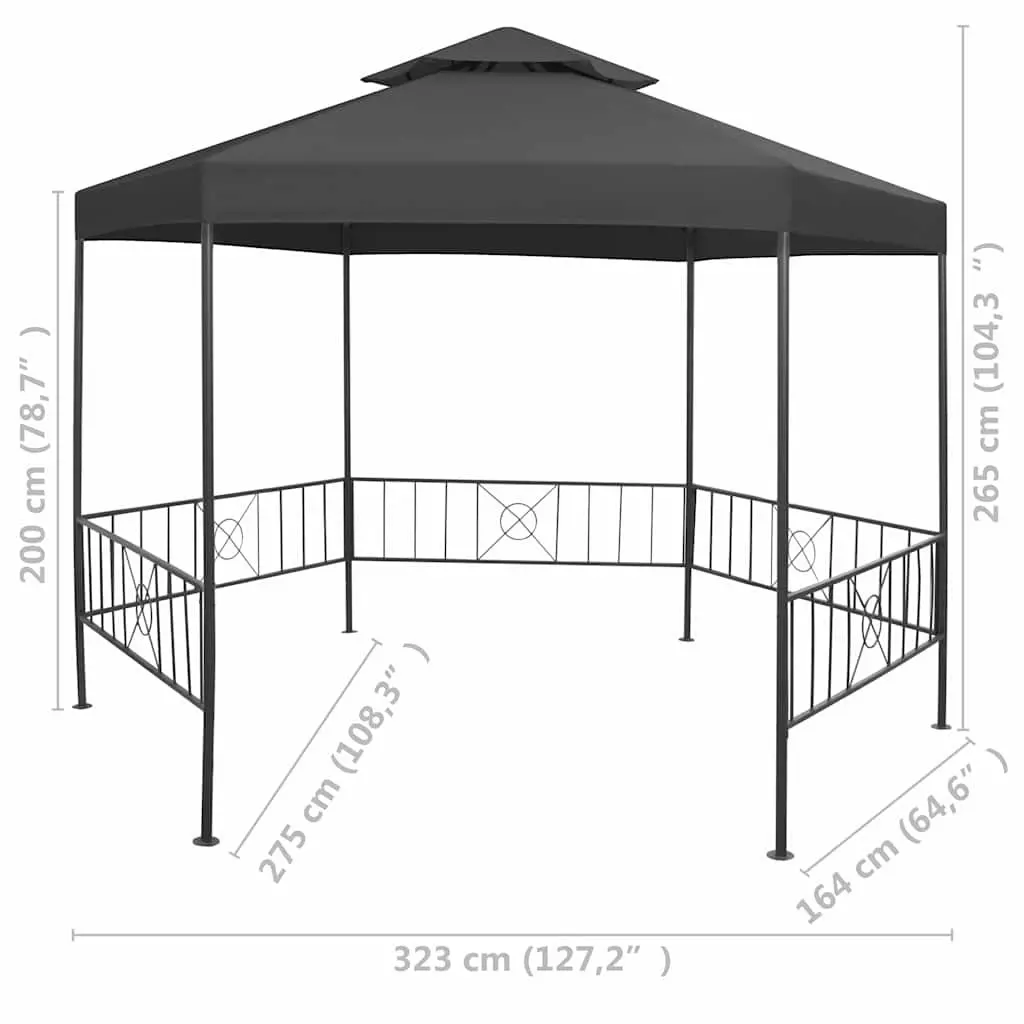 Garden Gazebo Anthracite 323x275x265 cm Water-resistant Roof Sturdy Steel Frame