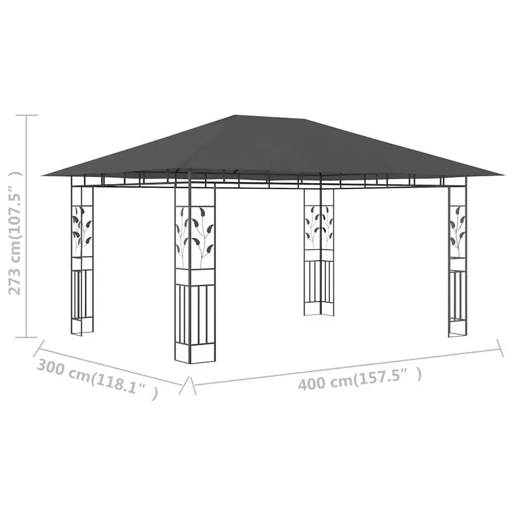 Garden Gazebo Anthracite 4x3x2.73m Outdoor Canopy with Mosquito Net
