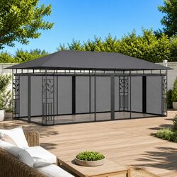 Outdoor Gazebo Canopy 6x3m Mosquito Net Garden Patio Shade Structure Anthracite