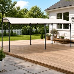 Garden Sunshade Awning Outdoor Gazebo Shelter Canopy Patio Cover 6x3m Cream