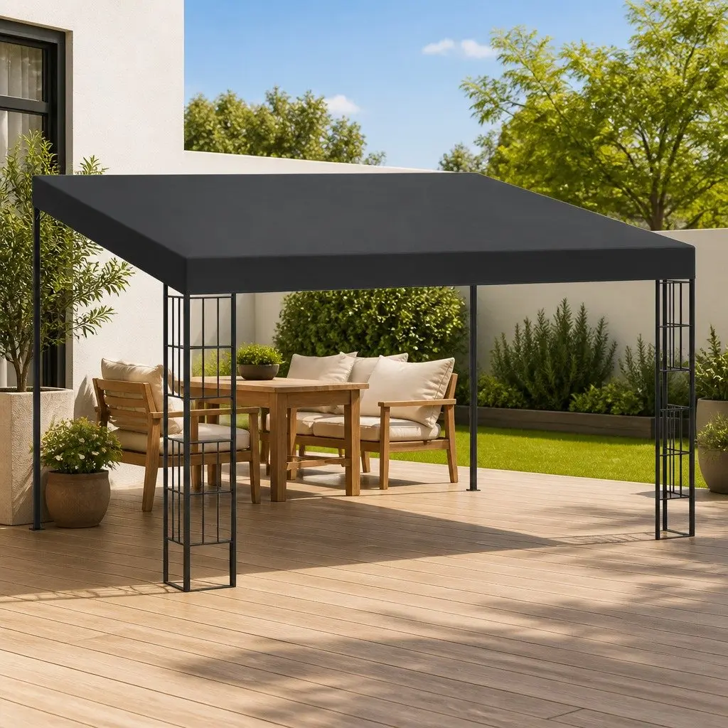 Wall-mounted Gazebo Anthracite 3x4 m Retractable Patio Sun Shade Shelter