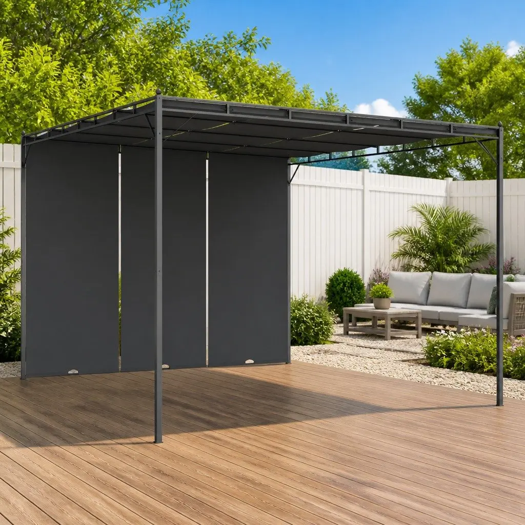 Garden Gazebo Anthracite 4x3m Powder-coated Steel Frame with Side Curtains