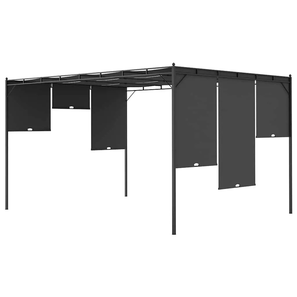 Garden Gazebo Anthracite 4x3m Powder-coated Steel Frame with Side Curtains