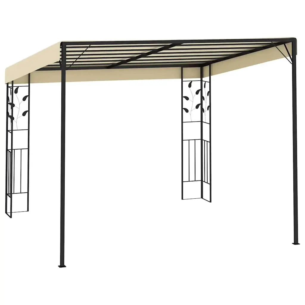Gazebo Wall-Mounted Cream 3x3x2.5m Sturdy Polyester Outdoor Canopy Shade