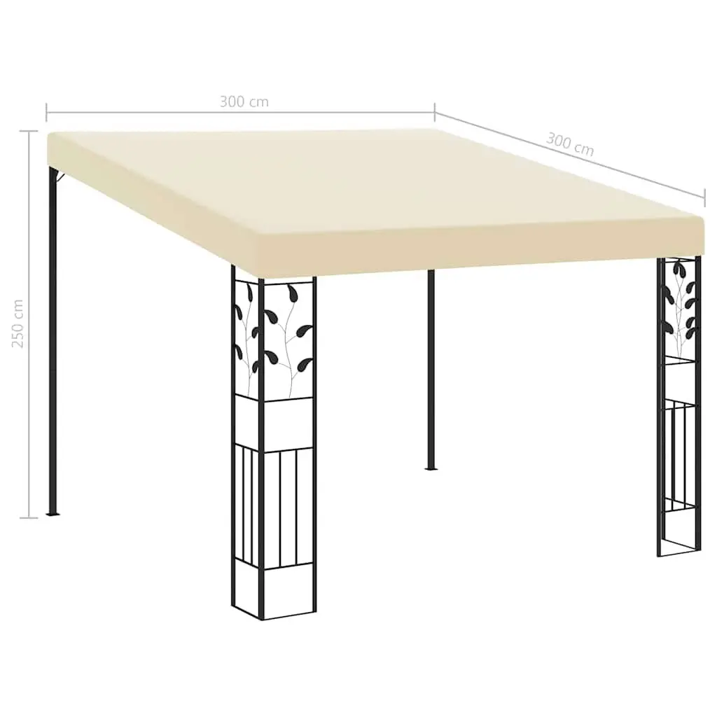 Gazebo Wall-Mounted Cream 3x3x2.5m Sturdy Polyester Outdoor Canopy Shade