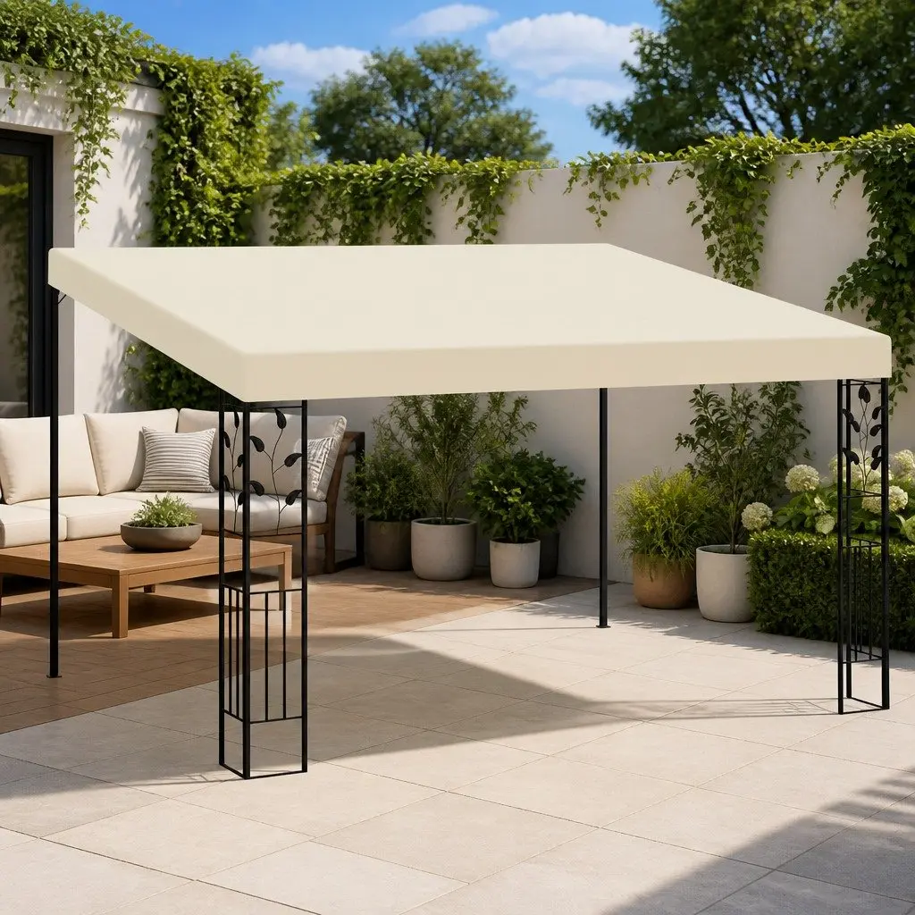 Wall-mounted Gazebo Cream 4x3x2.5m Outdoor Garden Canopy Shade Structure