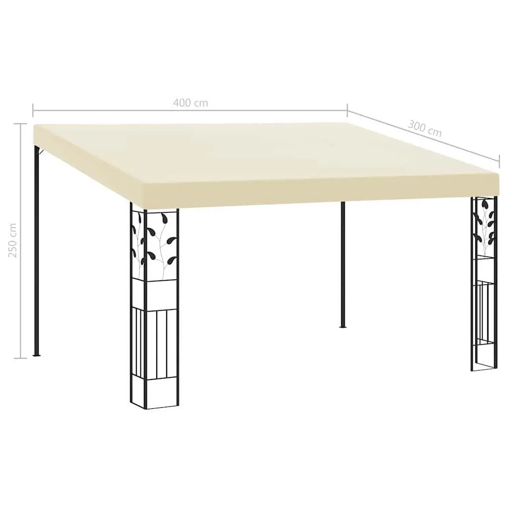 Wall-mounted Gazebo Cream 4x3x2.5m Outdoor Garden Canopy Shade Structure