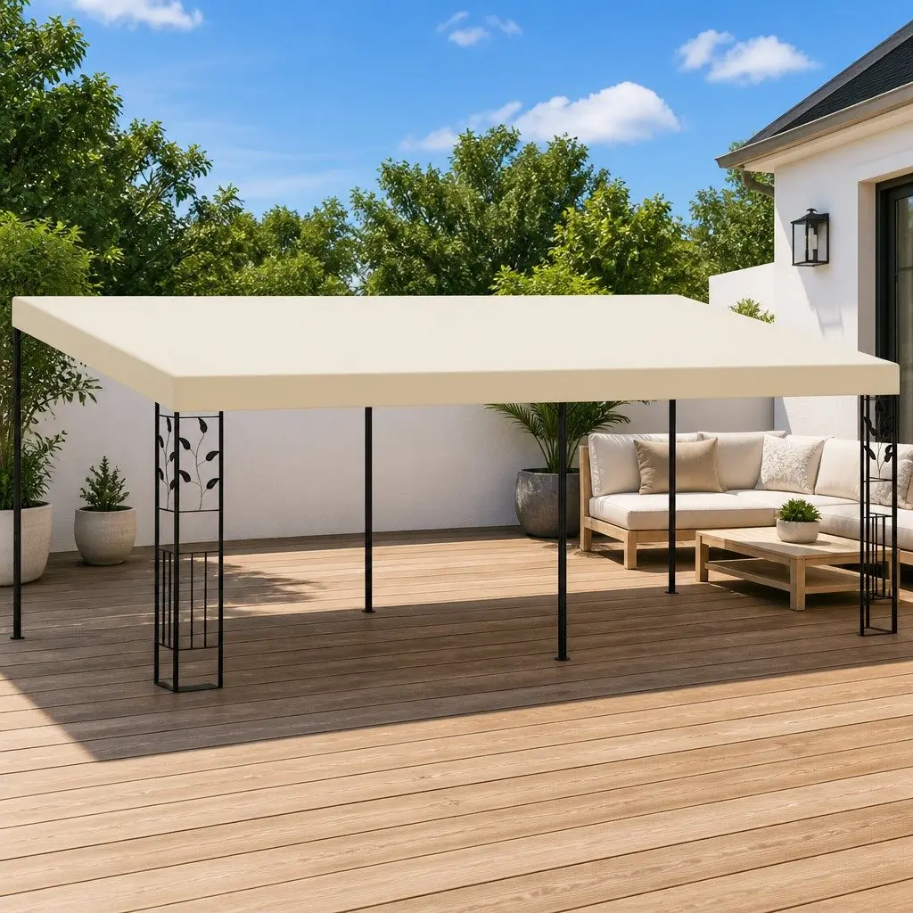 Wall-mounted Gazebo Cream 6x3x2.5m Outdoor Garden Canopy Shade Structure