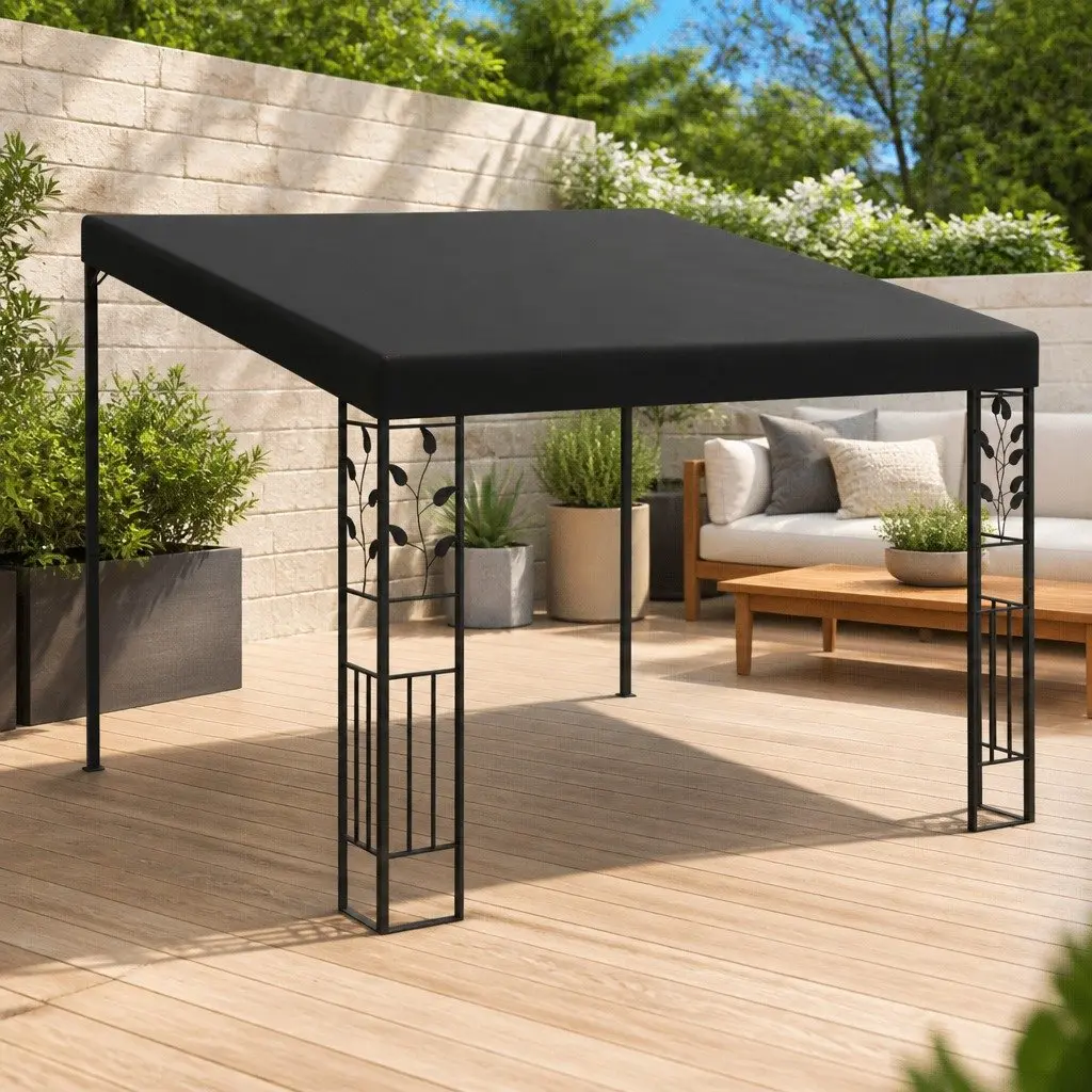 Wall-Mounted Gazebo Anthracite 3x3x2.5m Outdoor Garden Canopy Courtyard Shelter