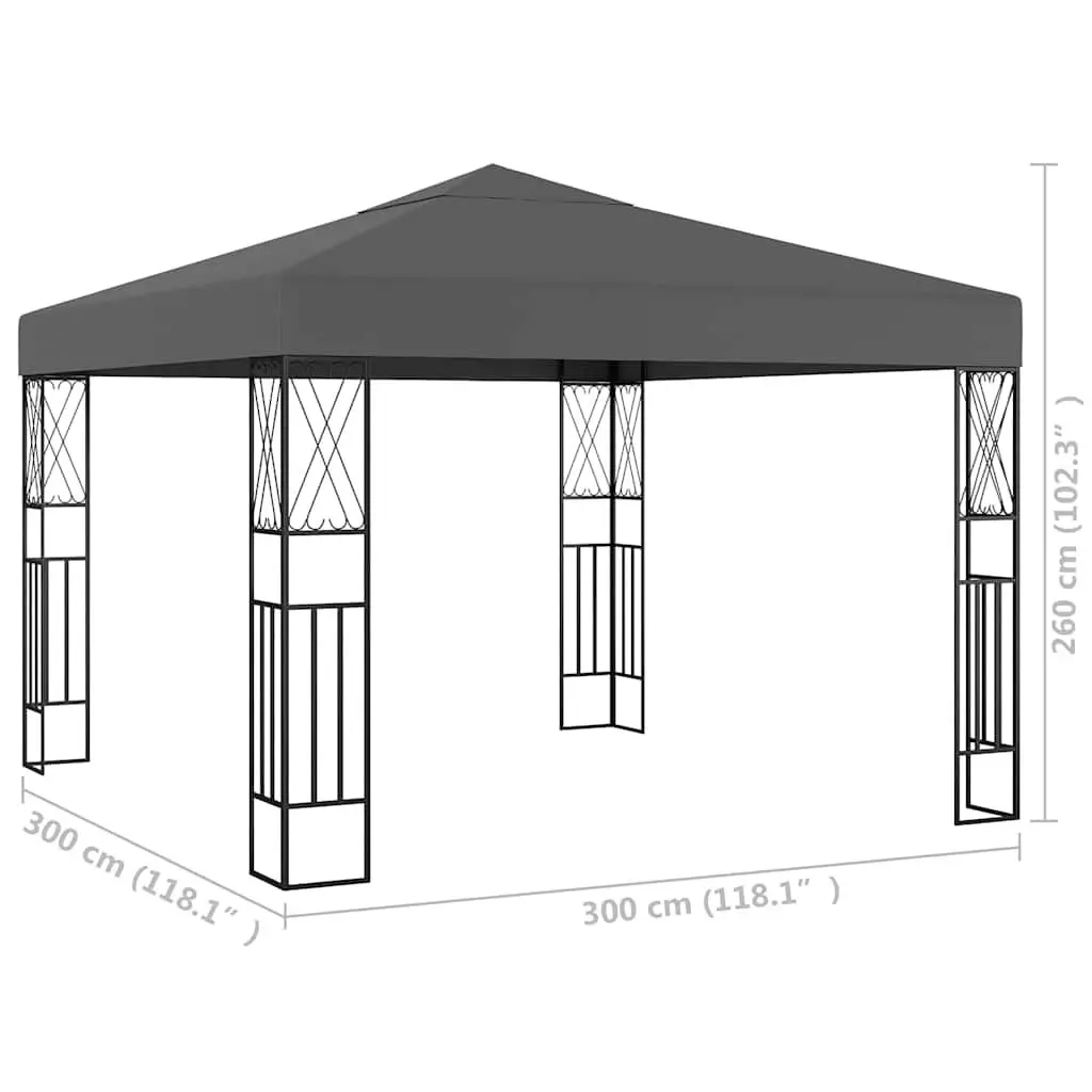 Gazebo Anthracite 3x3 m Outdoor Canopy Steel Frame Vented Shade Garden Patio Shelter