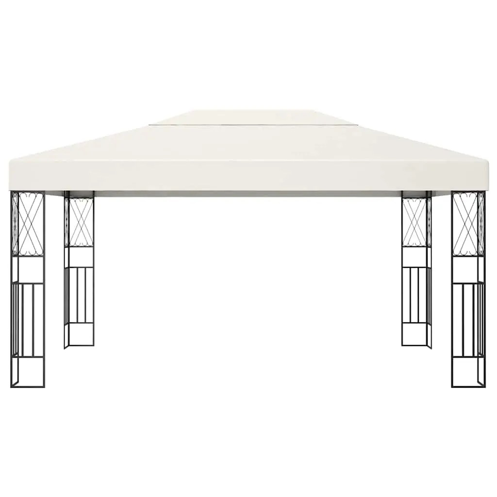 Gazebo Cream 3x4 m Outdoor Canopy Steel Frame Vented Roof Garden Shelter Patio