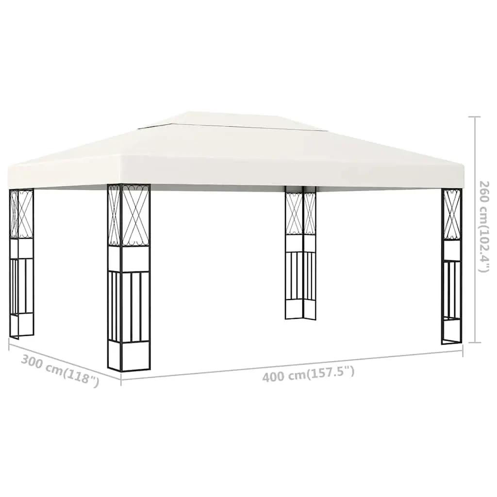 Gazebo Cream 3x4 m Outdoor Canopy Steel Frame Vented Roof Garden Shelter Patio