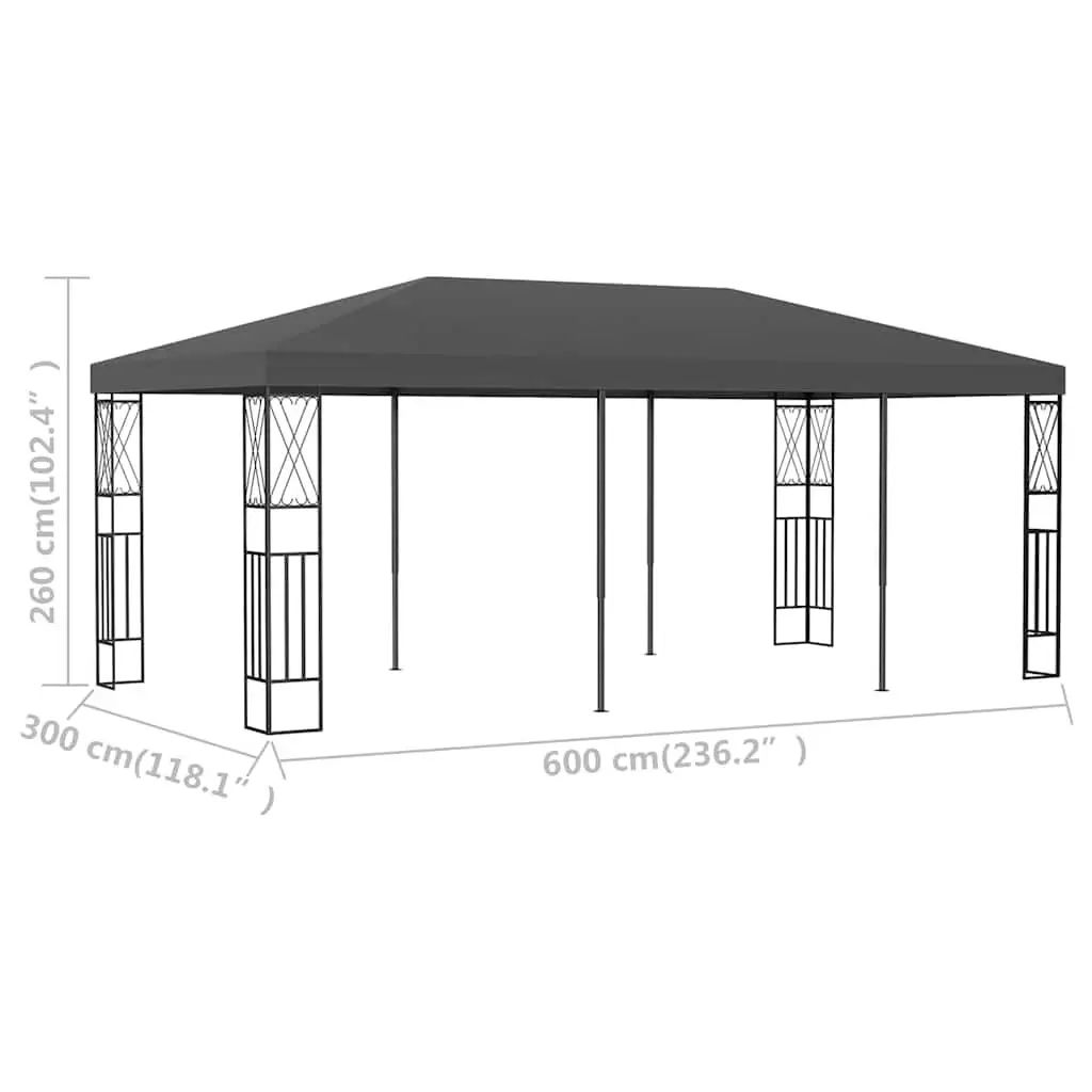 Gazebo Anthracite 3x6 m Steel Frame Polyester Roof Outdoor Canopy