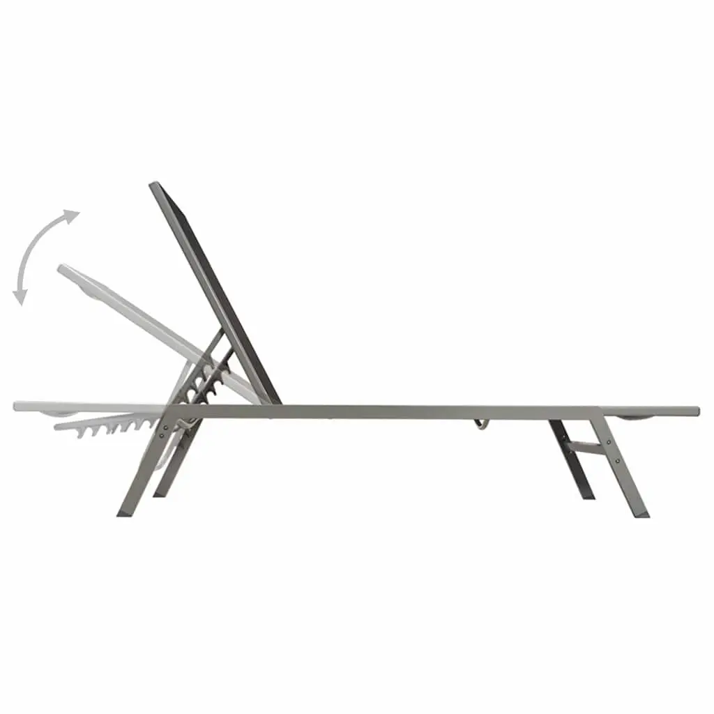 Black Sun Lounger Outdoor Daybed Garden Lounging Chair Steel Frame Textilene