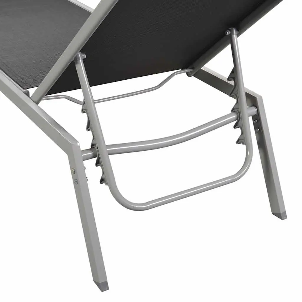 Sun Loungers Set 2 pcs with Table Steel Frame Textilene Garden Outdoor Furniture
