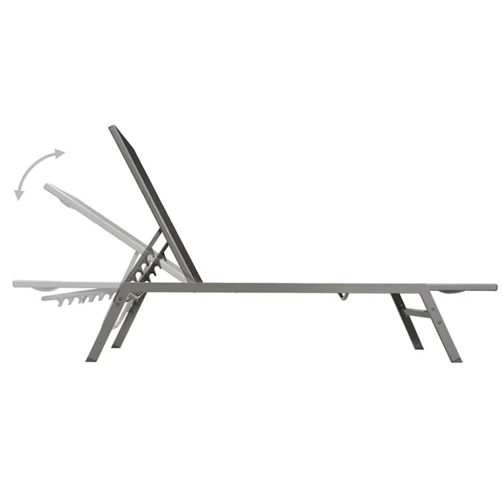 Sun Loungers Set 2 pcs with Table Steel Frame Textilene Garden Outdoor Furniture