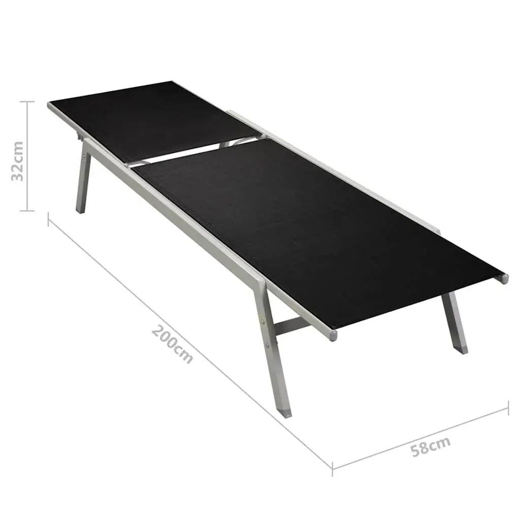 Sun Loungers Set 2 pcs with Table Steel Frame Textilene Garden Outdoor Furniture