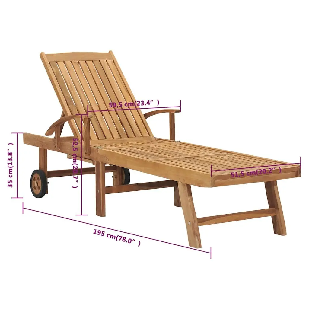 Teak Sun Lounger with Adjustable Backrest