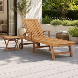Adjustable Backrest Sun Lounger with Table and Wheels