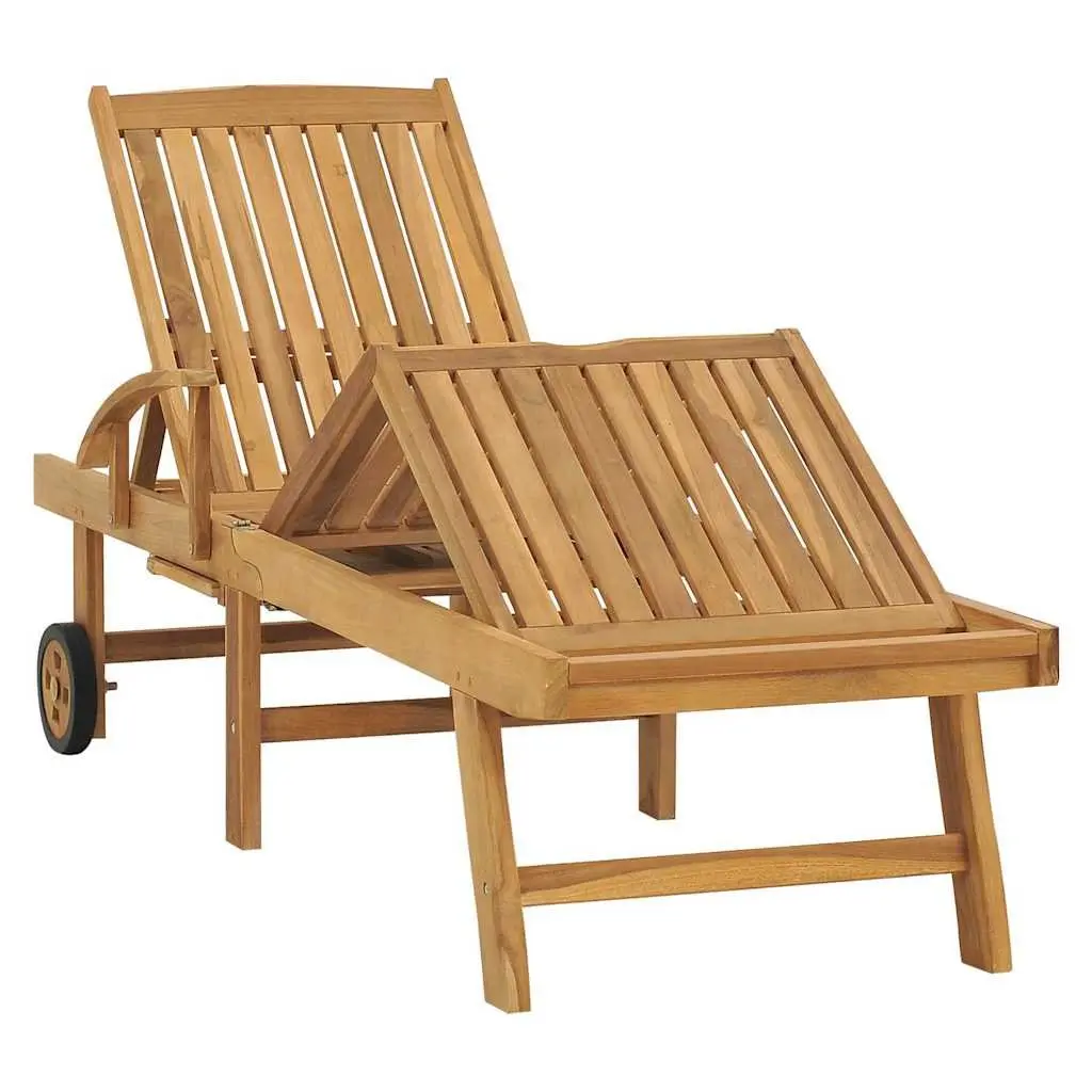 Adjustable Backrest Sun Lounger with Table and Wheels