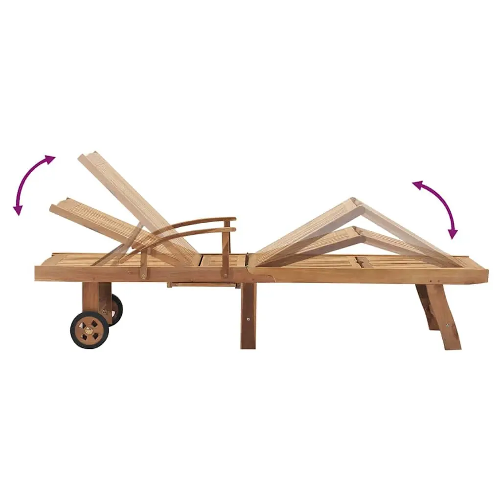 Adjustable Backrest Sun Lounger with Table and Wheels