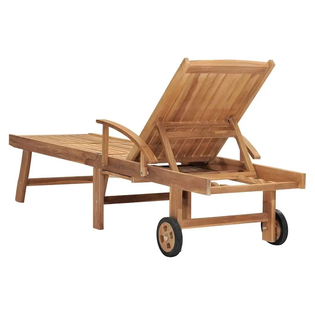 Adjustable Backrest Sun Lounger with Table and Wheels