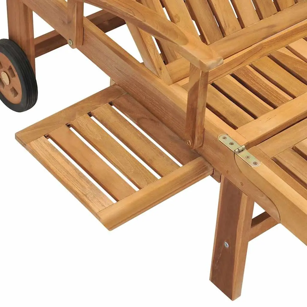 Adjustable Backrest Sun Lounger with Table and Wheels