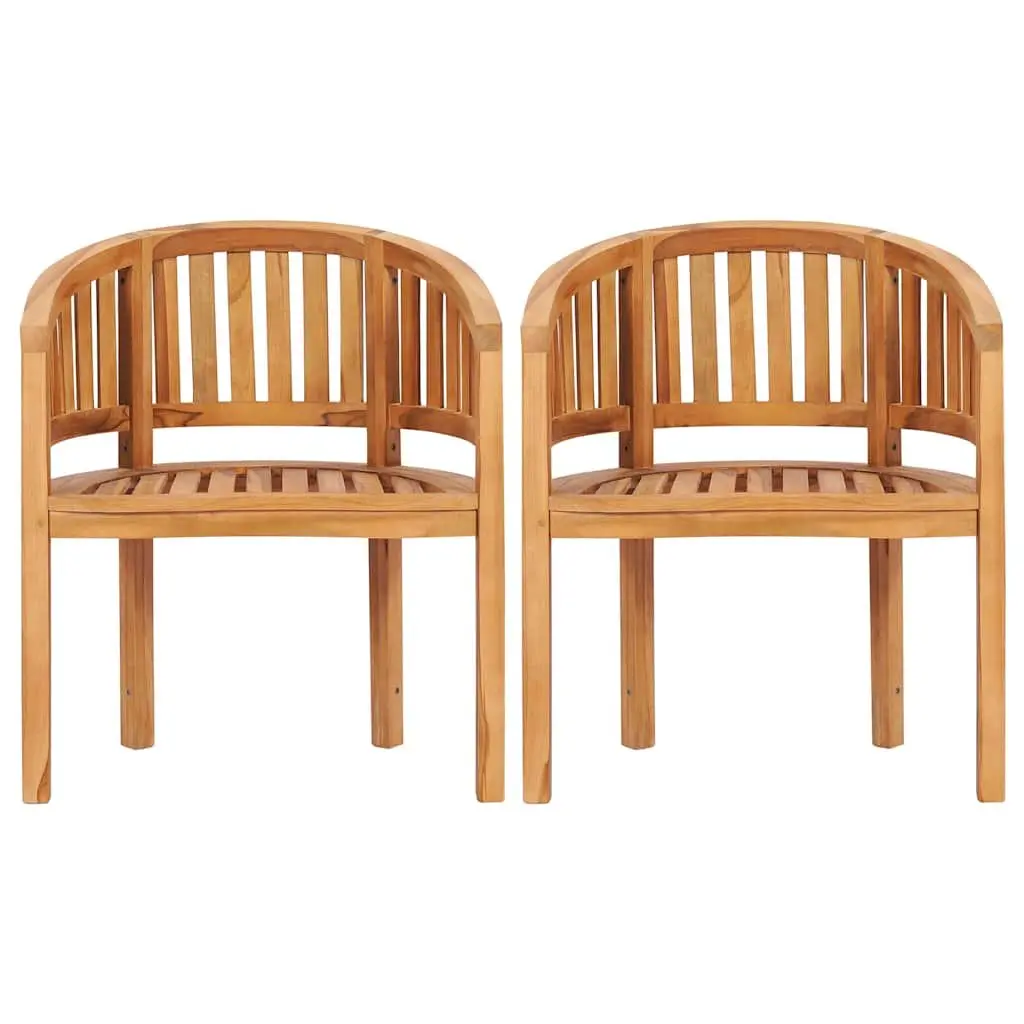 Banana Outdoor Chairs Brown Teak Hardwood Garden Patio Seating 2 Piece