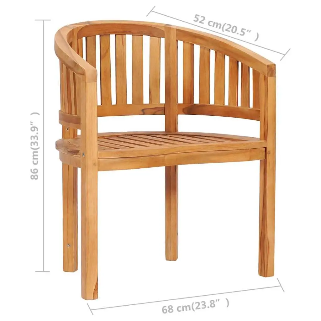 Banana Outdoor Chairs Brown Teak Hardwood Garden Patio Seating 2 Piece
