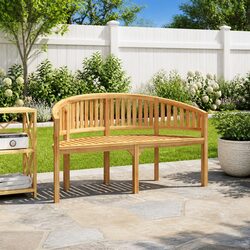 Compact and Elegant Banana Bench for Outdoor Relaxation