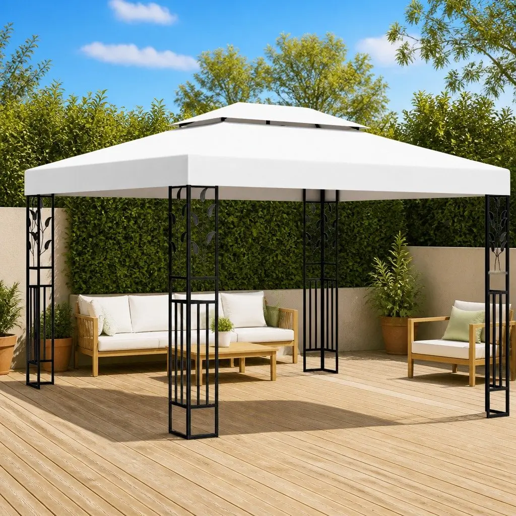 Gazebo White 3x4 m Double Roof Outdoor Garden Canopy Sunshade Shelter