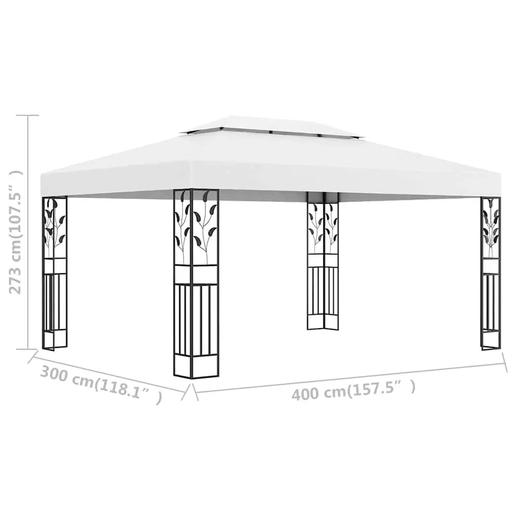 Gazebo White 3x4 m Double Roof Outdoor Garden Canopy Sunshade Shelter